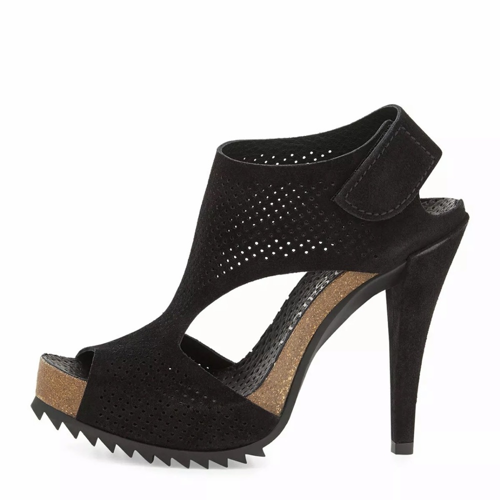 Pedro Garcia Petunia Perforated Suede Sandal Black